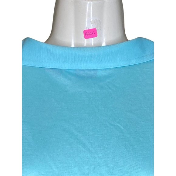 Tori Richards Collar Short Slv Blue Shirt Large STAIN SNAG READ - Picture 10 of 12